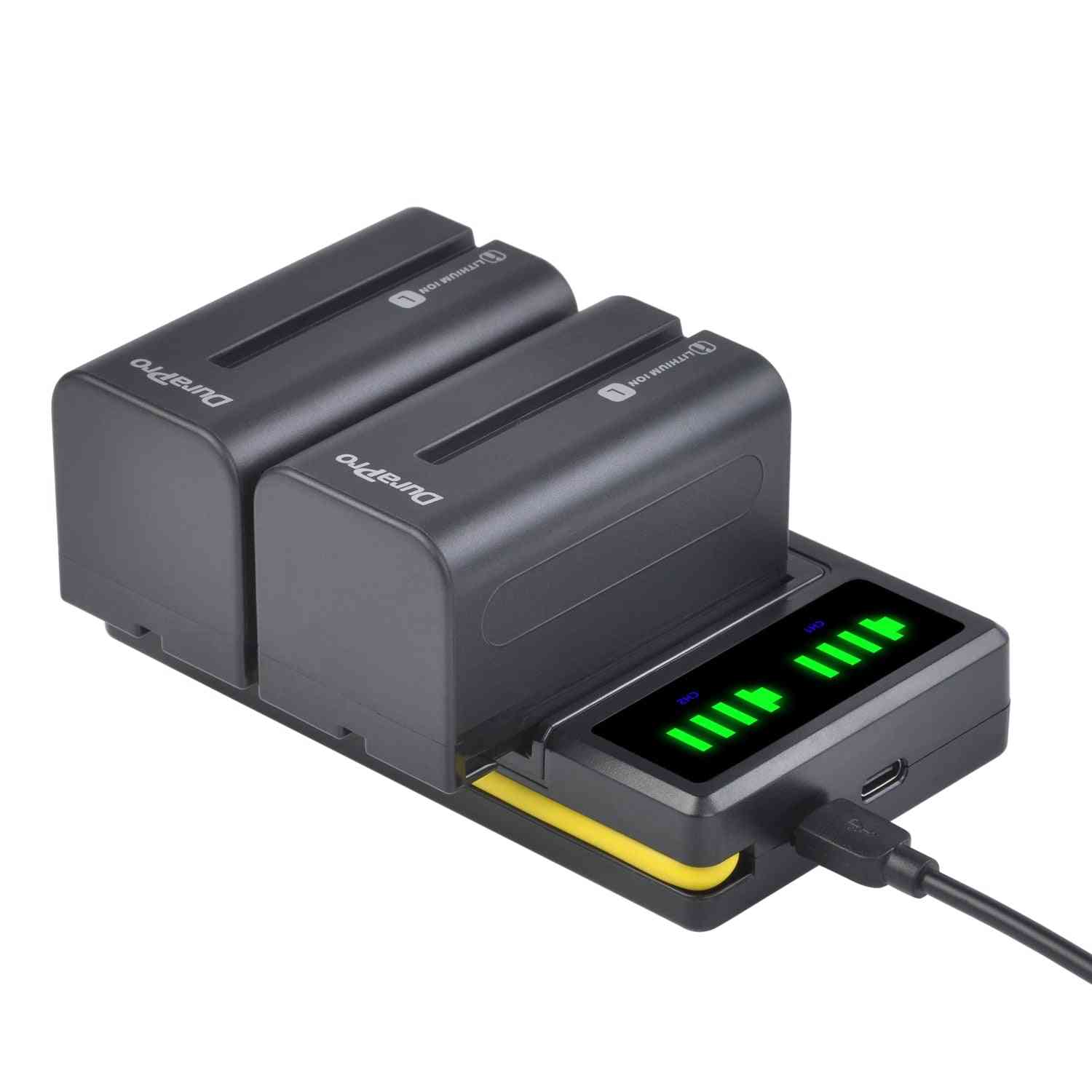Li-ion kamera batteri + led usb dobbelt oplader
