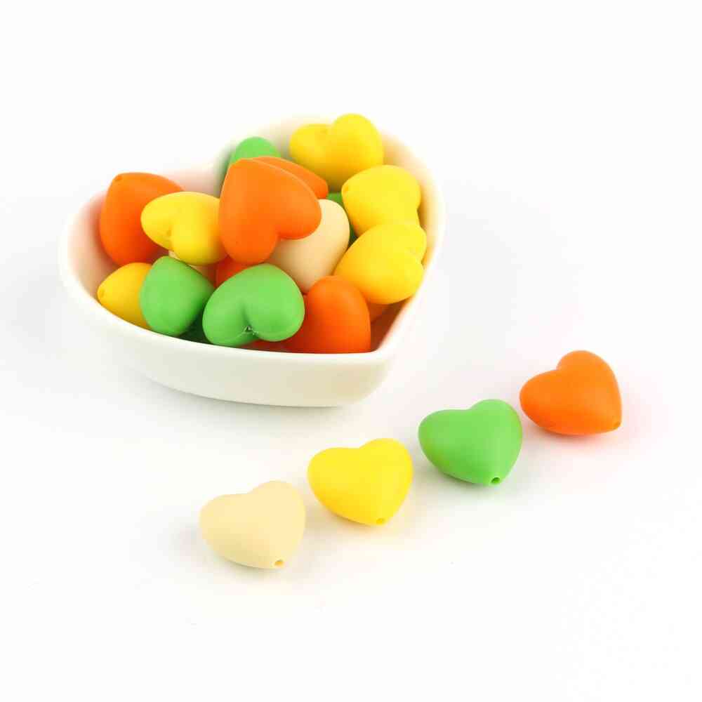 Diy Teething Baby Rattles Food Grade Silicone Heart Beads