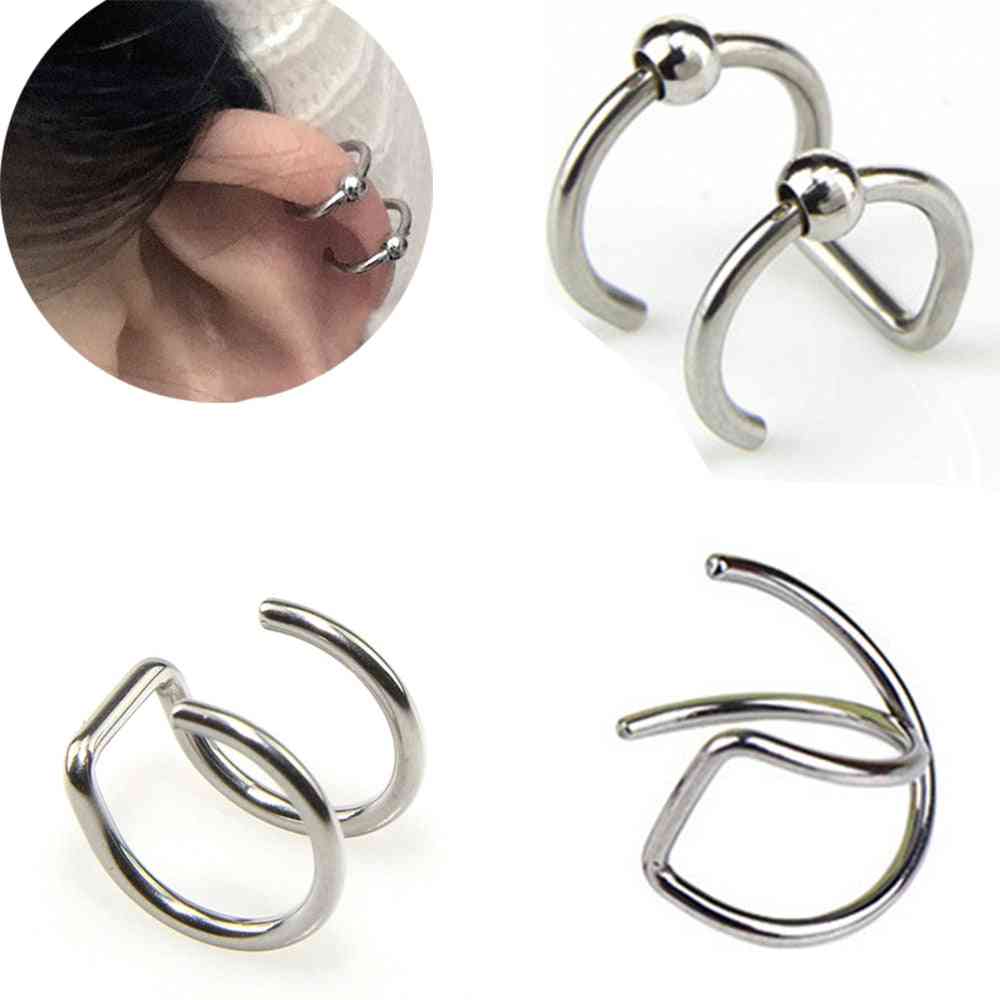 Ear Clip Cuff Earrings No Piercing-clip On Cartilage Wrap Fake Earring