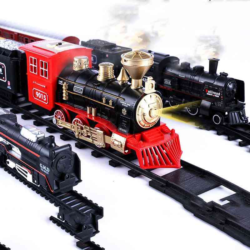 Electric Light Retro Train With Railway  Track Classical Set