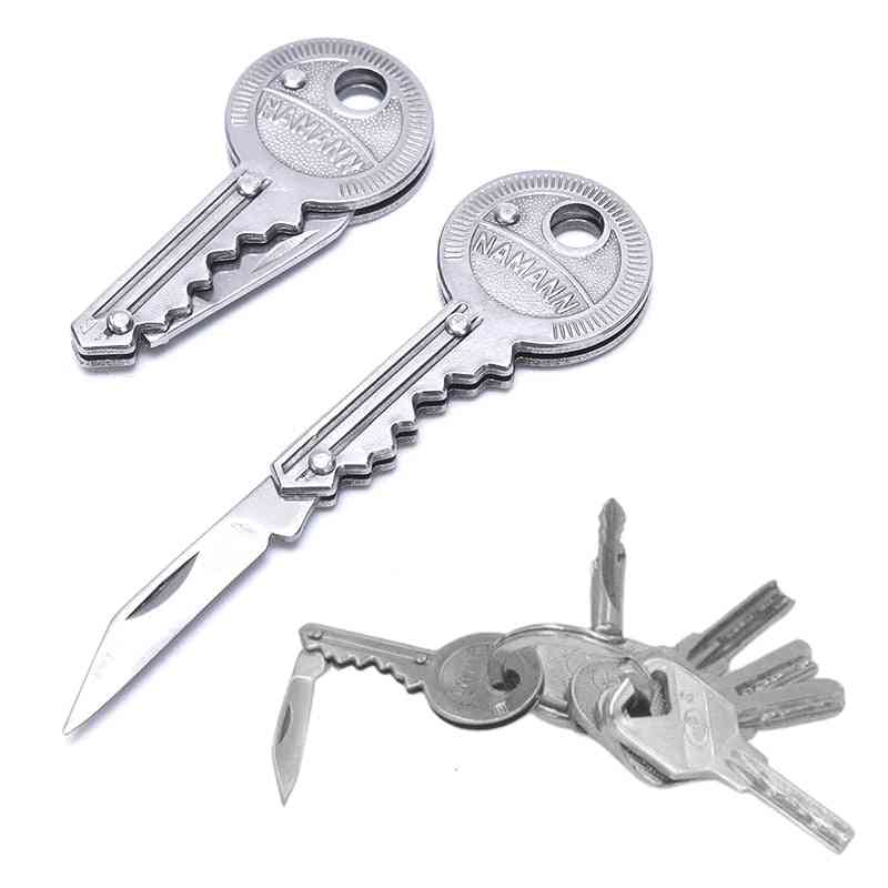 Mini blad fold nøglering bærbart værktøj udendørs lejrkniv nøglering