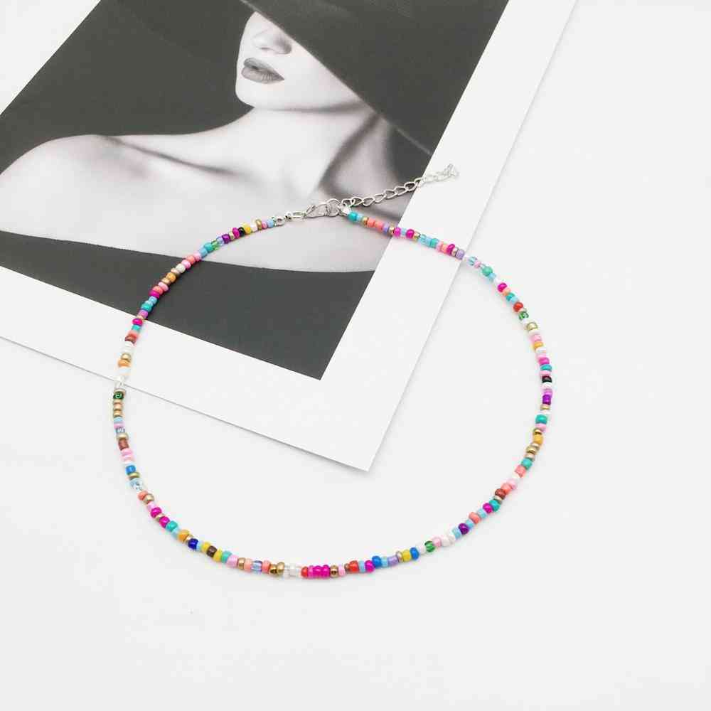Fashion Seed Beads Stand Simple Choker Necklace