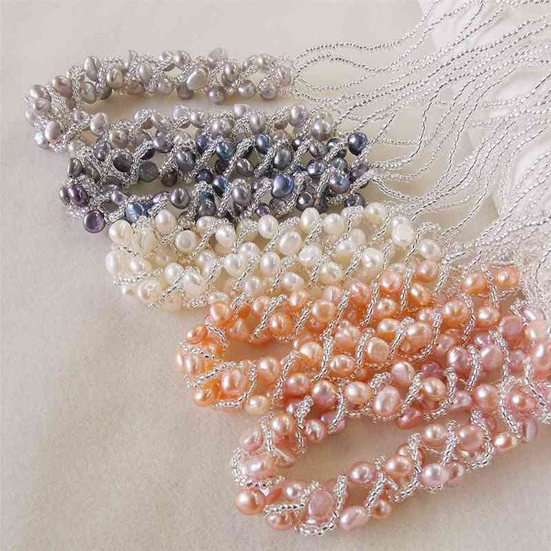 Handmade Necklace Earrings Bracelet Pearl Jewelry Sets