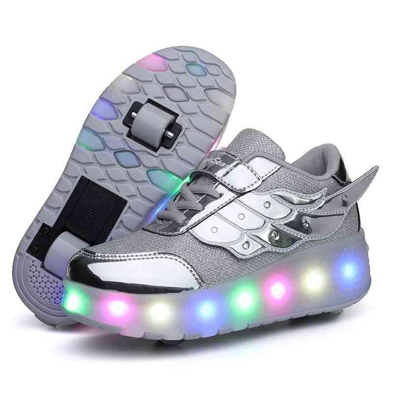 One & Two Wheels- Luminous Glowing Light, Roller Skate Sneakers For, Set-b