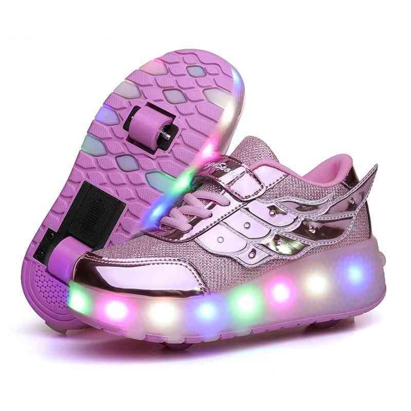 One & Two Wheels- Luminous Glowing Light, Roller Skate Sneakers For, Set-d