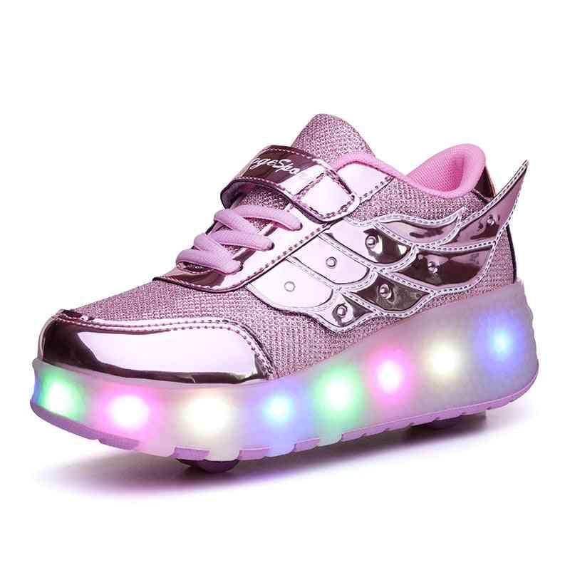 One & Two Wheels- Luminous Glowing Light, Roller Skate Sneakers For, Set-d
