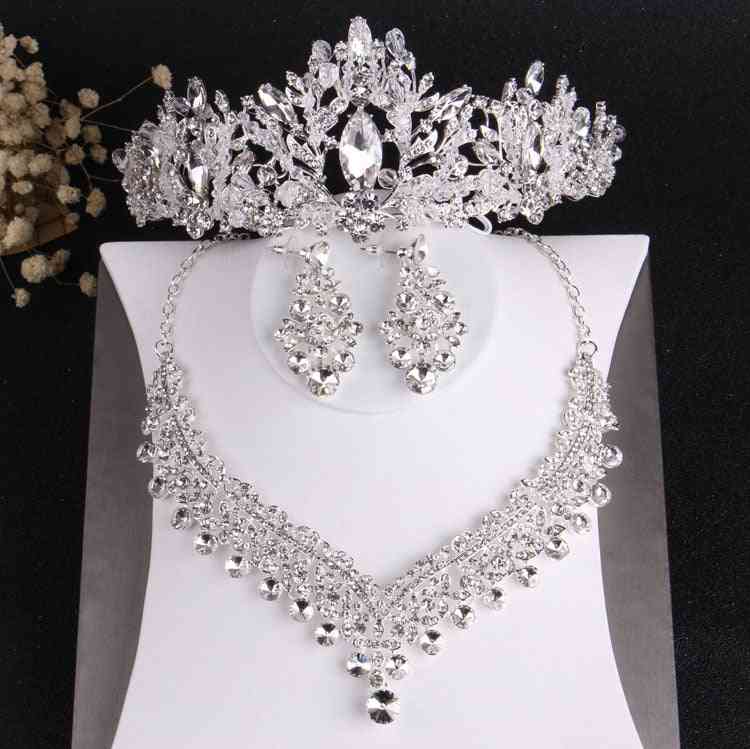 Jewelry Sets Rhinestone Tiaras Crown Necklace Earrings Wedding Jewelry Set