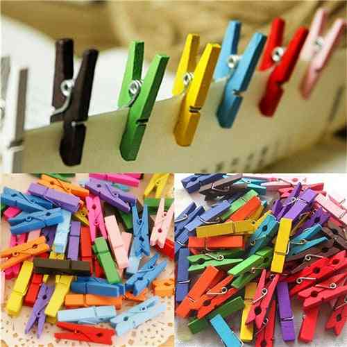 Mini Wooden Craft Pegs Clothes Paper Photo Hanging Spring Clips