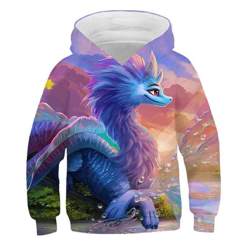Dragon's Hoodie, Anime Printed Long Sleeve Clothes For Boy