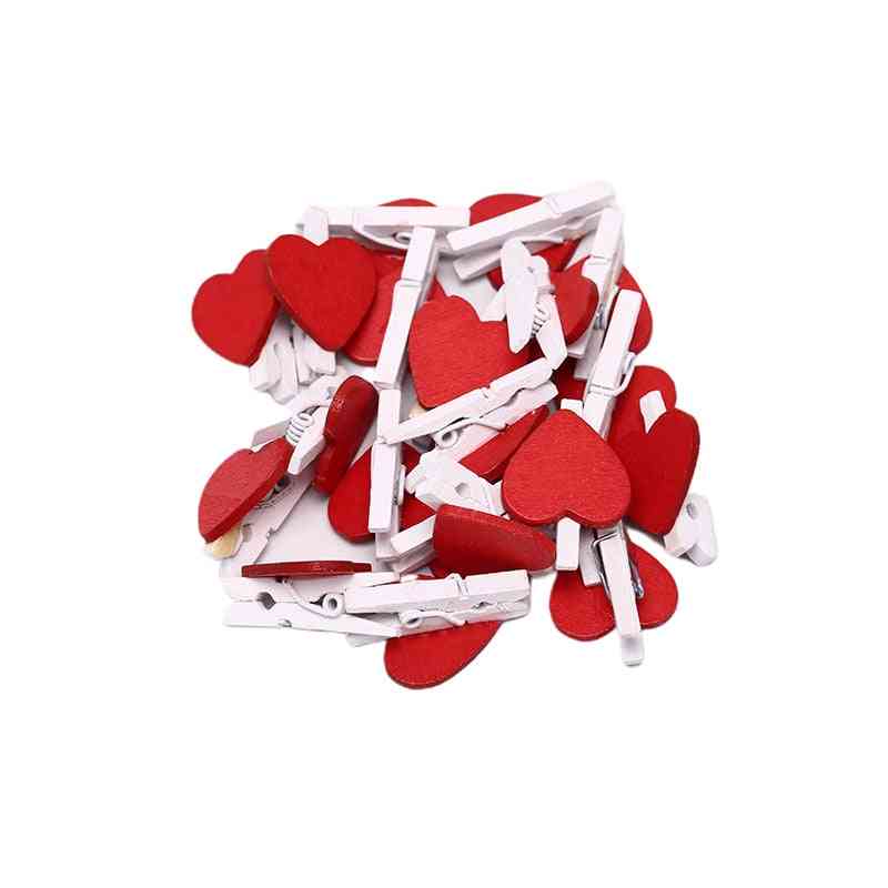 Cute Mini Red Heart Shaped Wooden Paper Clips