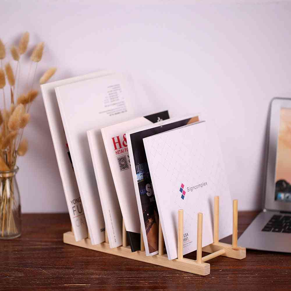 Multi-purpose Wooden Book Magazine Storage Stand Organizer Holder