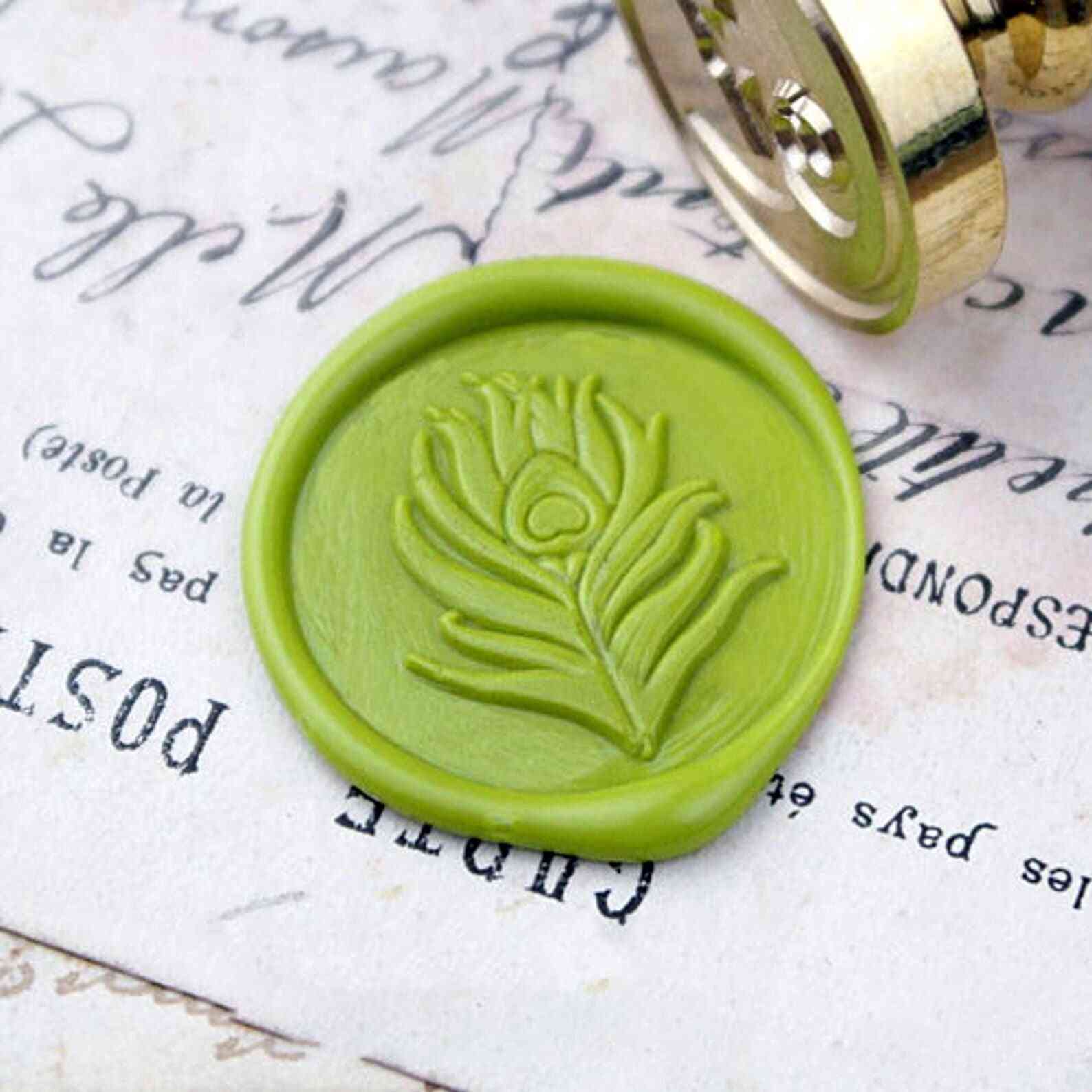 Peacock Feather Metal Wedding Wax Seal Stamp