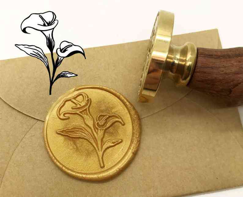 Kit de tampon de sceau de cire calla lilly faire-part de mariage tampon de cire à cacheter