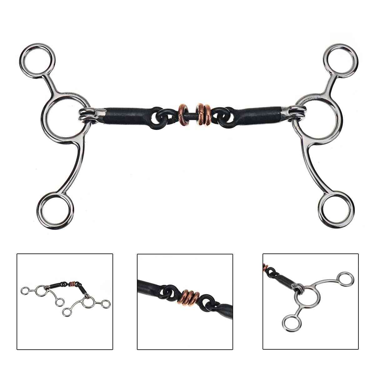 Stainless Steel Horse Bit Horse Mouth Riding Racing Equipment Double Jointed Mouth Snaffle Bit Equestrian Decoration Accessory