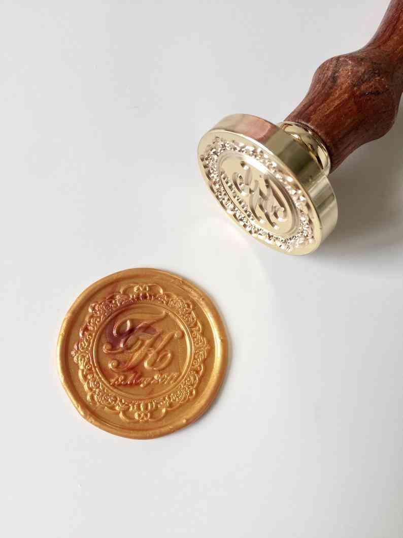 Wedding Wax Seal Stamp With Initials And Date