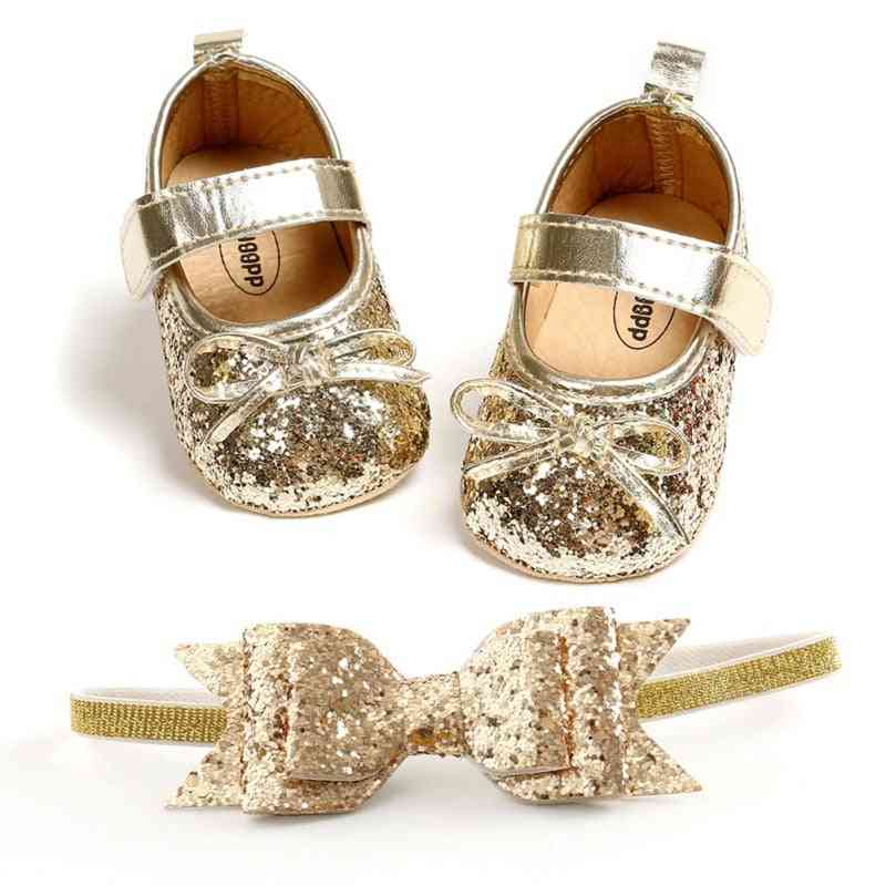 Baby Leather Girl First Walkers Set, Bow-knot Soft Sole Shoes