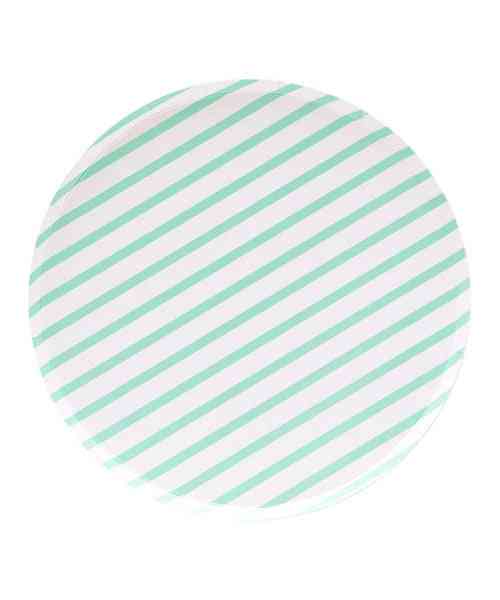 Oh Happy Day Mint Stripes Plates (large)