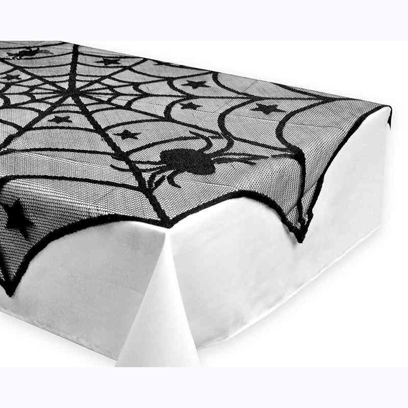 Black Spider Web Lace Tablecloth For Halloween