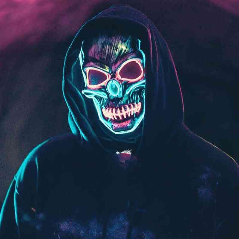 Halloween hororová světelná maska vedla grimasovou hororovou masku