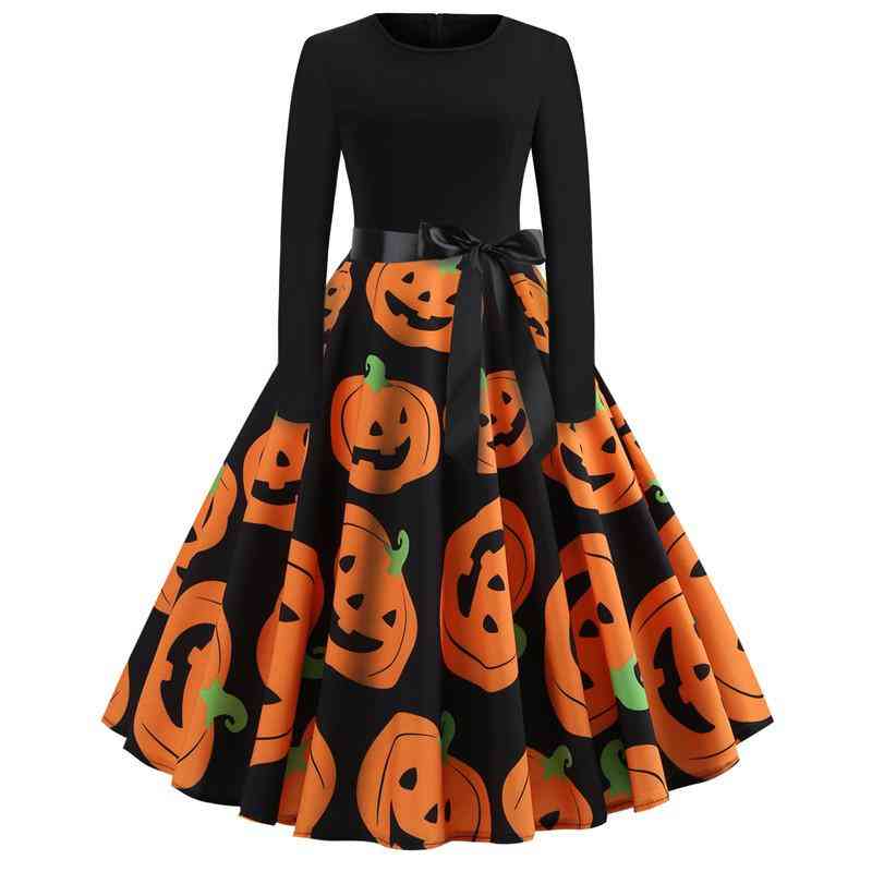Halloween print langærmet kjole
