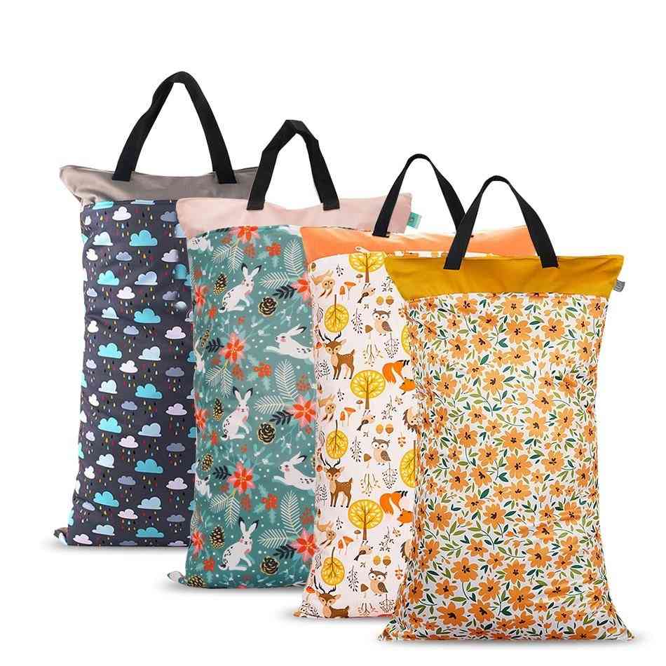 Wet Dry Hanging- Pail Cloth Nappy, Laundry With Two Zippered, Diaper Bag