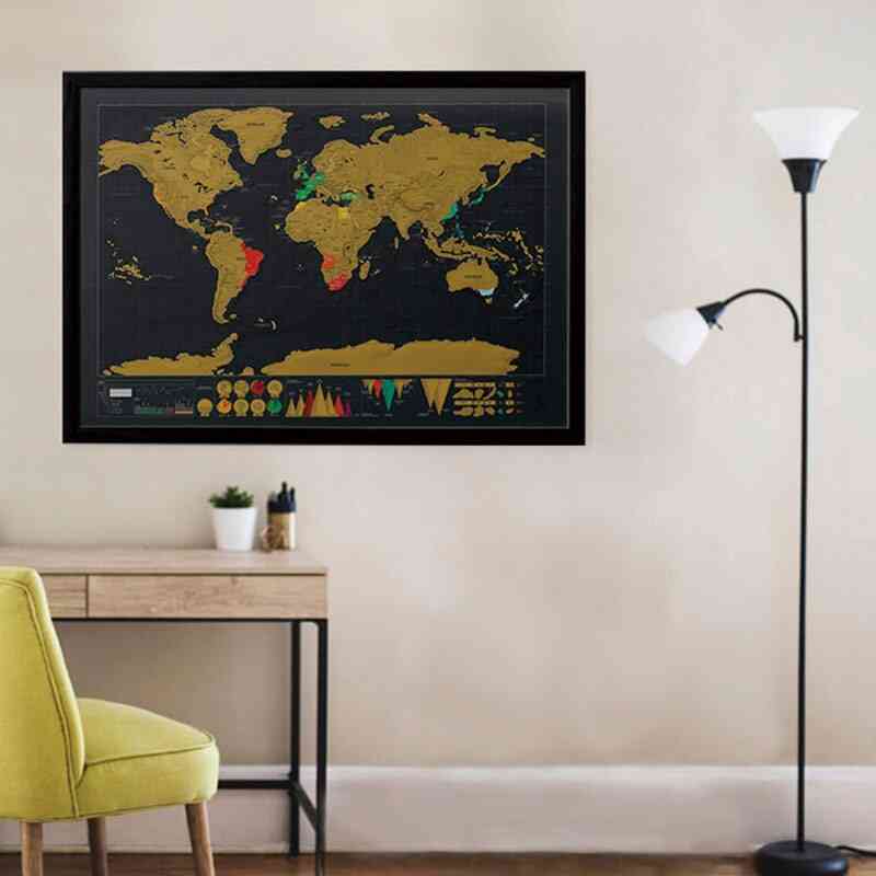 Maailmanmatkailu poistettava kartta, seinätarrat kodin sisustamiseen