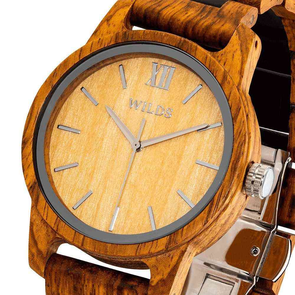 Men's Handmade Engraved Ambila Wooden Timepiece