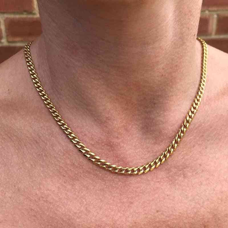 Stainless Steel- Classic Long Necklace Chain Women