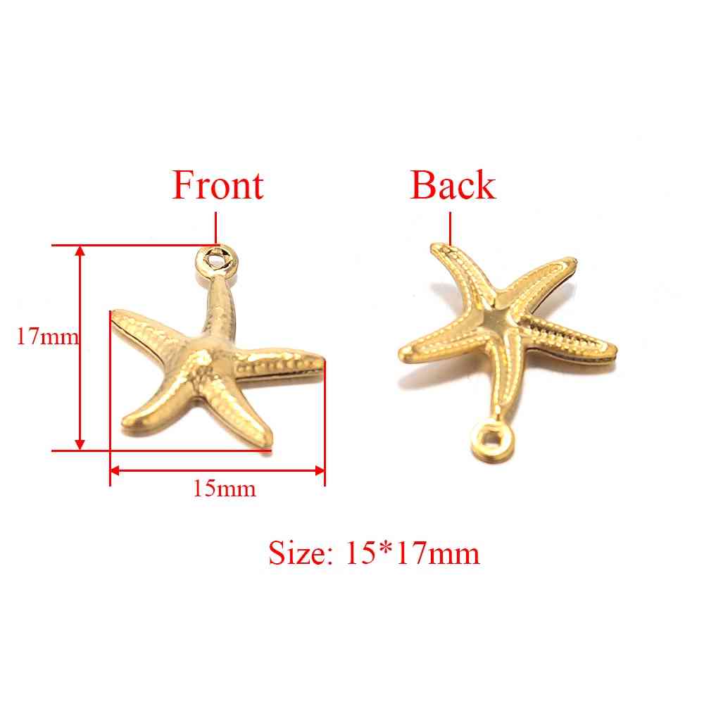 Stainless Steel- Starfish Charms, Shell Pendant, Necklace Findings, Bracelet Accessories