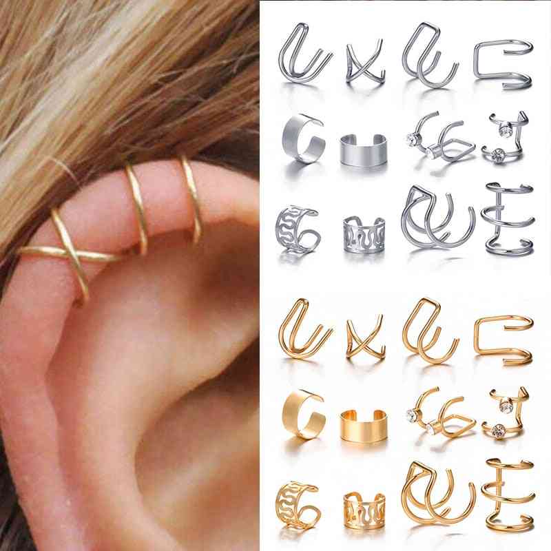 Climbers No Piercing- Fake Cartilage Ear Cuffs, Leaf Clip Earrings