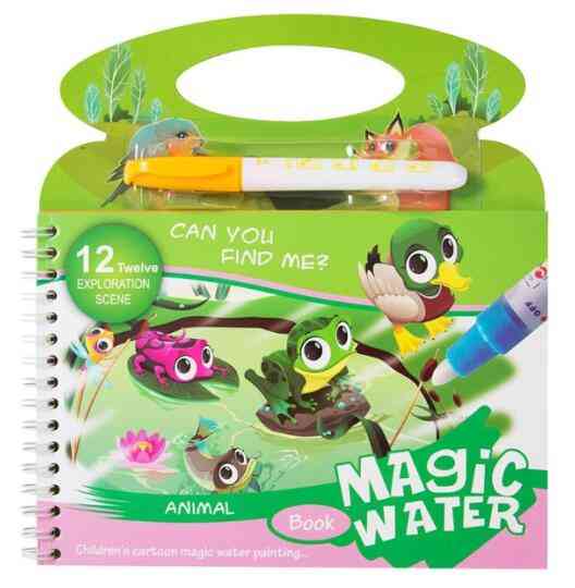 Montessori Coloring Book- Doodle & Reusable, Magic Pen Painting, Drawing Board