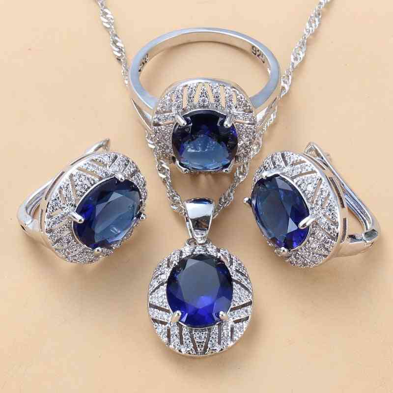 925 Sterling Silver Bridal Costume Big Jewelry Sets