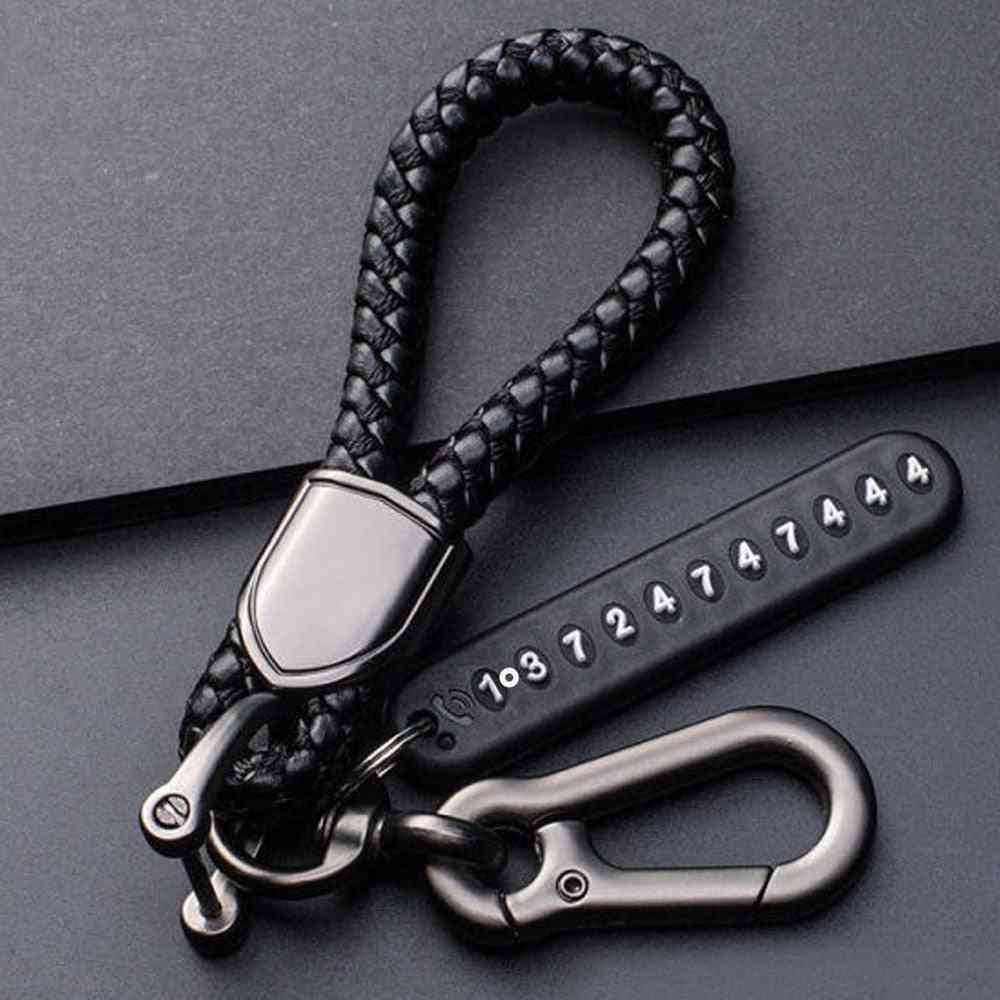 Pendant Keychain For High Car Key Ring Anti-lost Number Plate Braided Rope