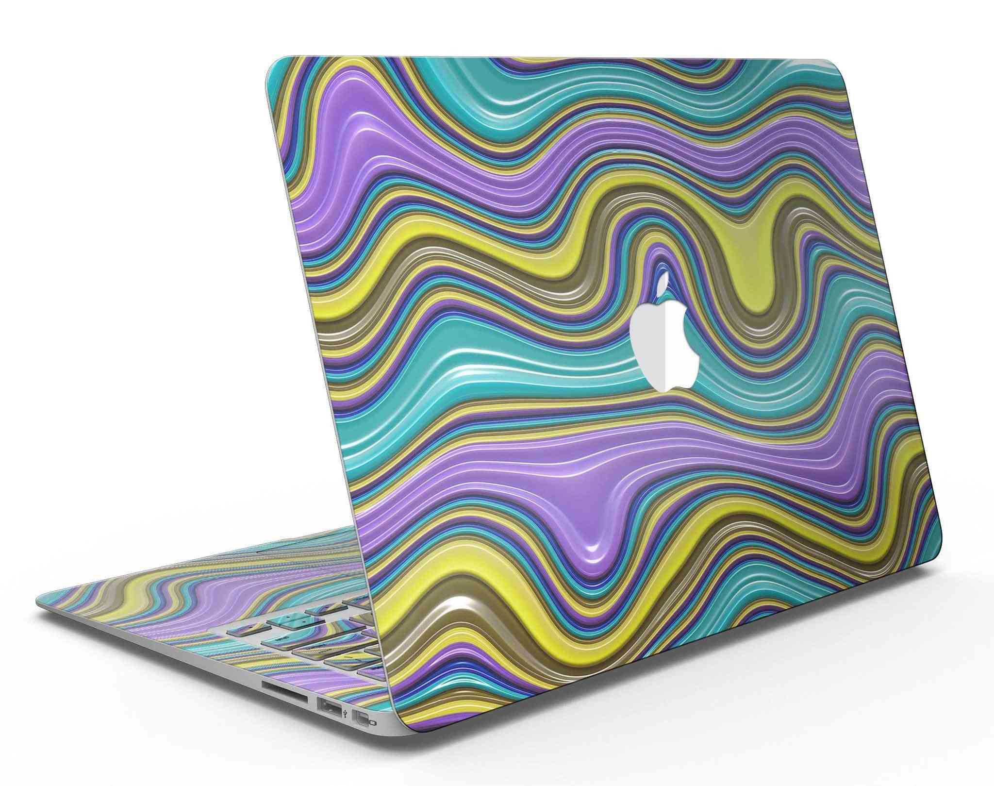 Bright Purple Teal And Mustard Yellow Color Waves - Macbook Air Skin
