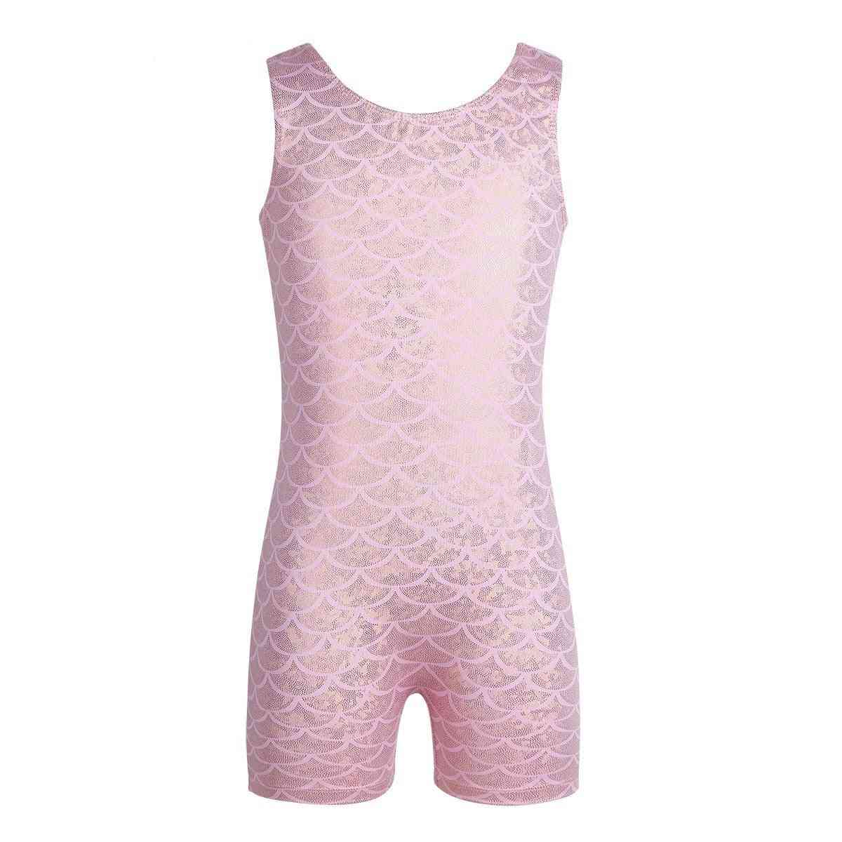 Swimwear Sleeveless Glittery Scales Printed Jumpsuit Dance Wear