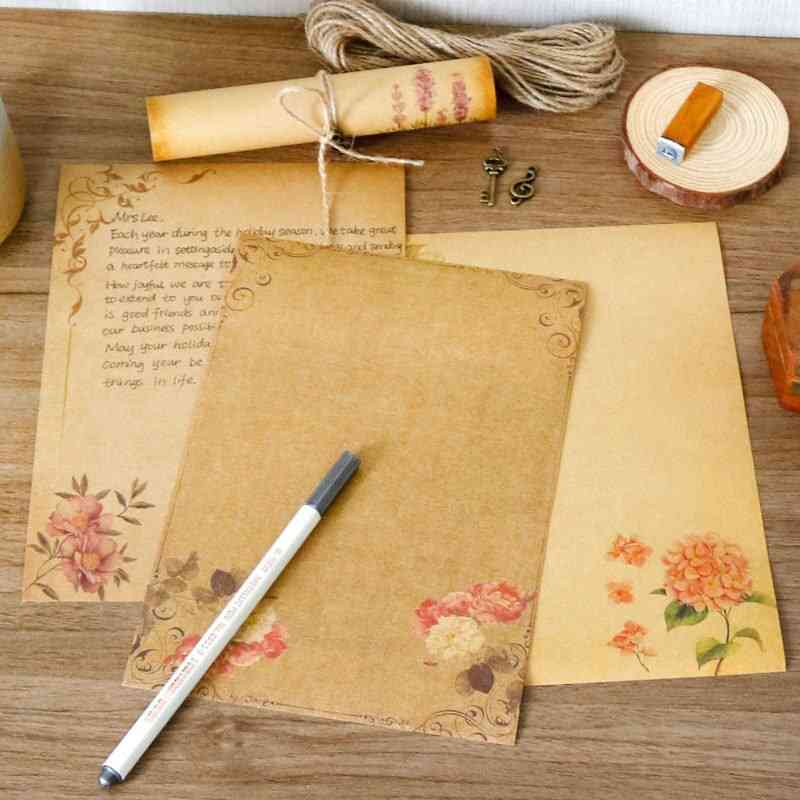 Vintage A5 Kraft Lace Flower Letter Paper