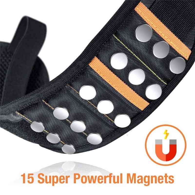Två fickor 15 galler kraftfull magnetisk armband verktygslagring