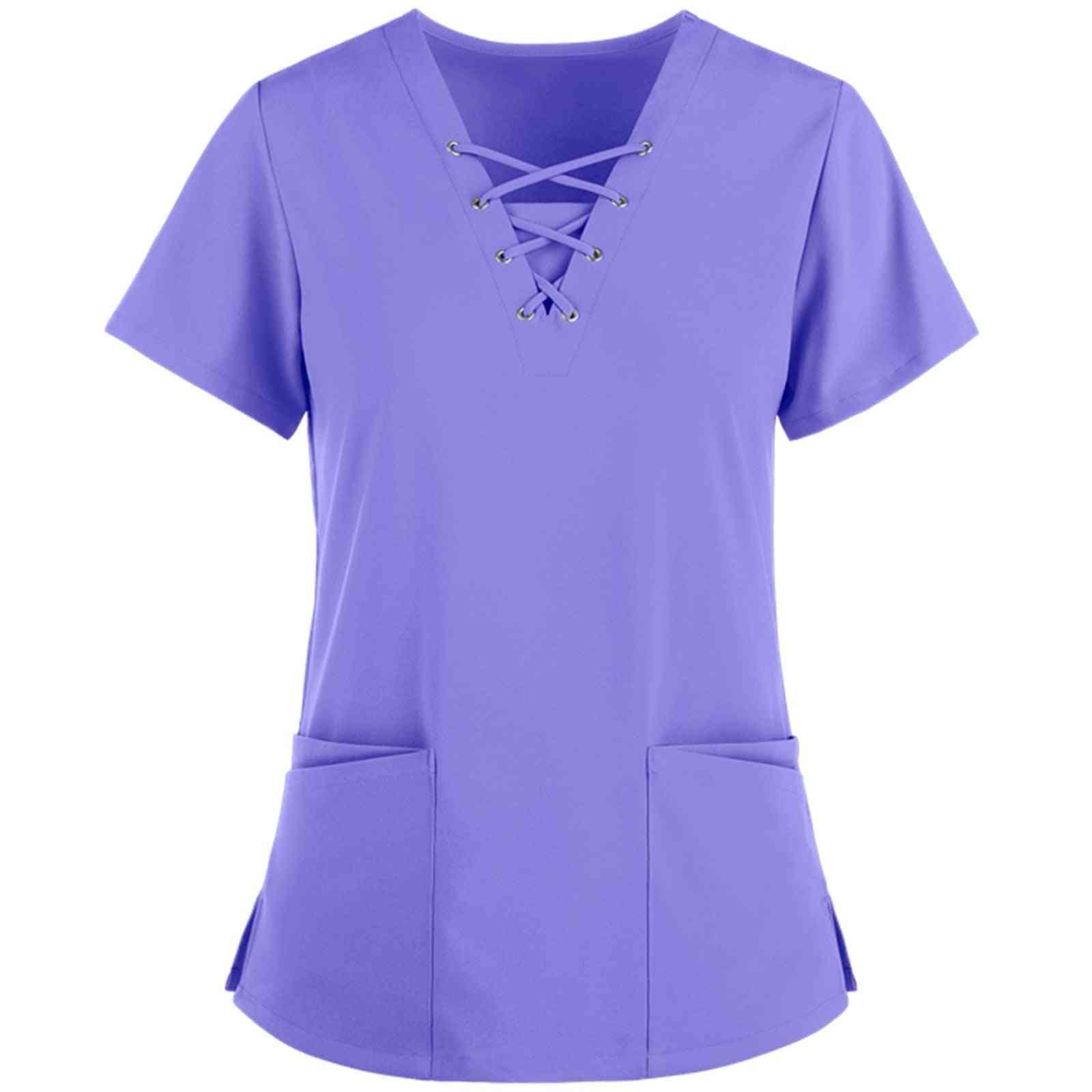 Summer Nurse Uniform Female Form Scrub Top