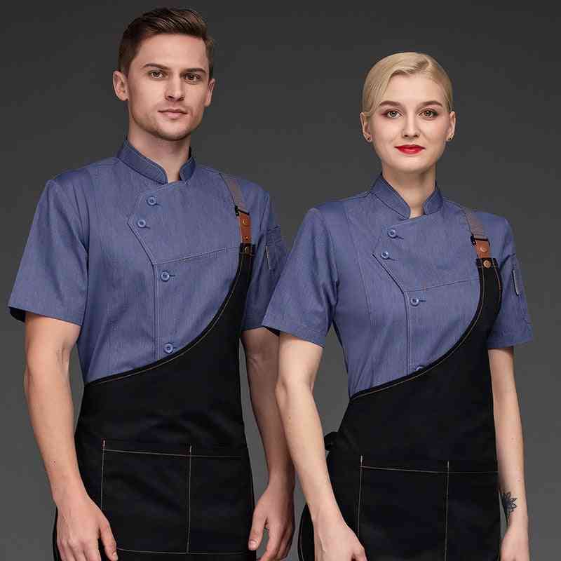 Chef Jacket And Apron For Men Women Restaurant Kitchen Waiter Waitress Uniform