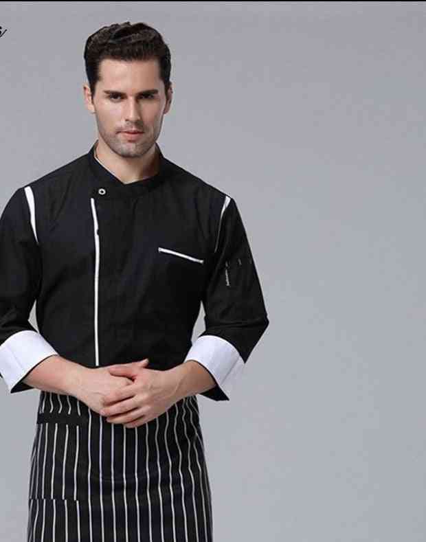 Chef Restaurant Uniform Shirt, Breathable Double Breasted Dress For Adults - Men