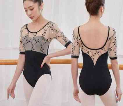 Gymnastics Leotard- Half Sleeve Swimsuit, Dancing Ballerina Dress