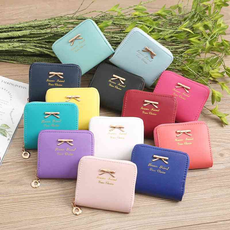 Cute Candy Bow Women Small Leather Wallets