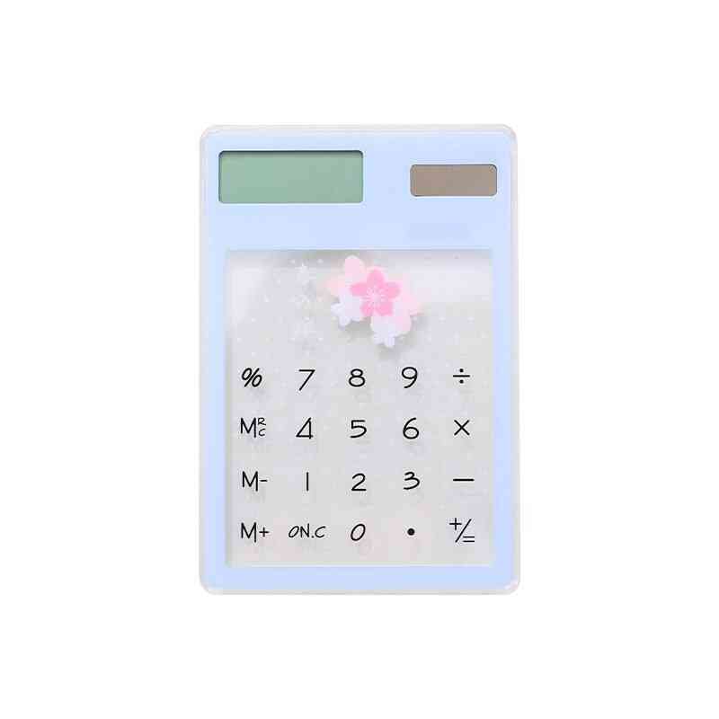 Transparent Cute Cartoon Solar Energy Mini Portable Calculator