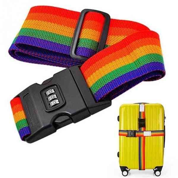 Adjustable- Rainbow Luggage, Suitcase Strap With Coded Lock, Belt Strap