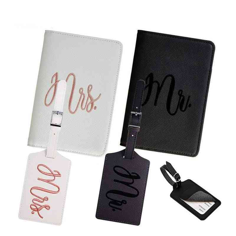 Mr & mrs- broderad passhållare, plånboksfodral med etiketter
