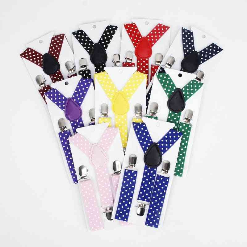 Polka Dot- Clip-on Y-shape, Braces Elastic 3-clips, Belts Suspenders