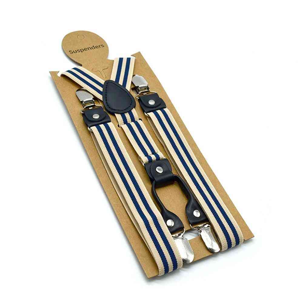 4-clips Y-back Striped, Pants Strap Suspenders