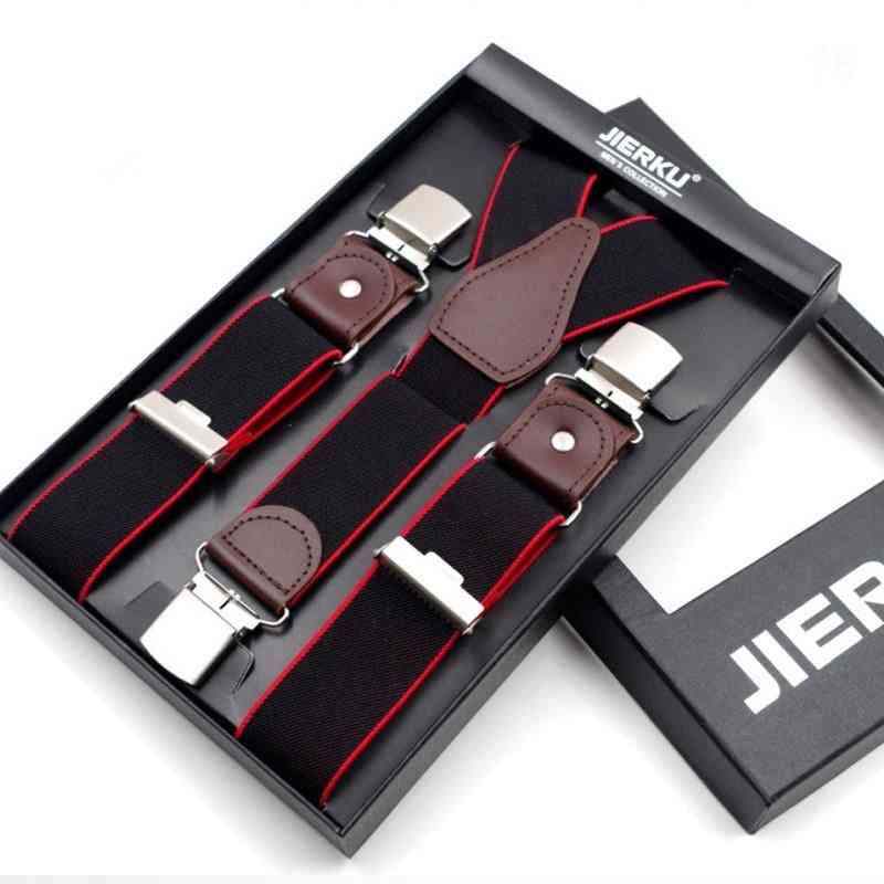 3-clips Trousers Strap, Braces Leather Suspenders