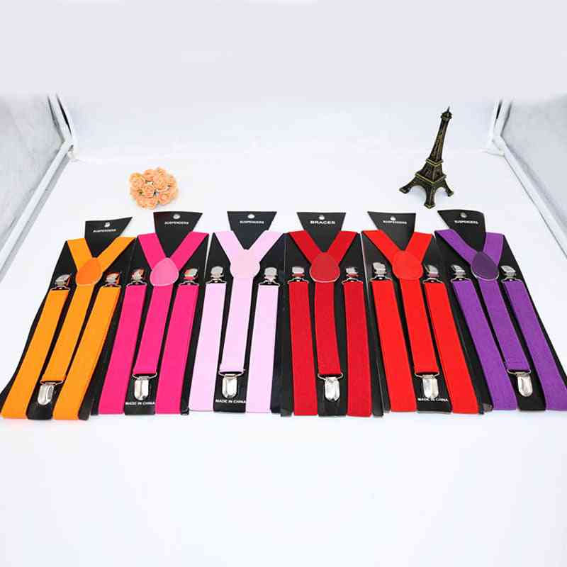 Adjustable- Elasticated Straps, Y-shape, Clip-on Suspenders