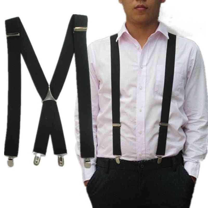 Fashion 4 Clips Black Colored Men's Suspenders